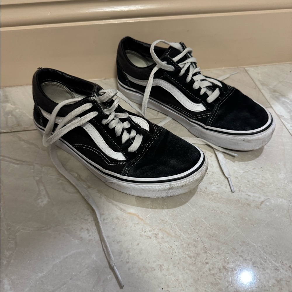 Vans Classic Black and White Lace-Up Shoes